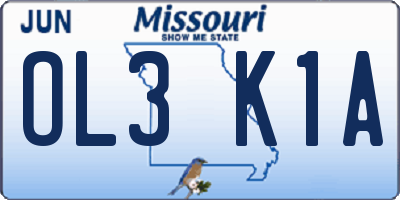 MO license plate OL3K1A