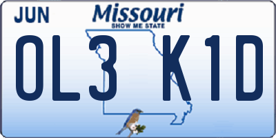 MO license plate OL3K1D