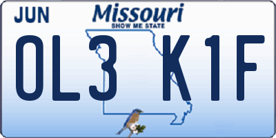 MO license plate OL3K1F