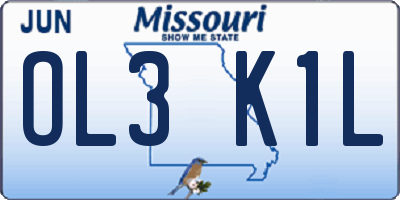 MO license plate OL3K1L