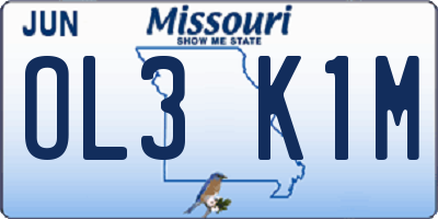 MO license plate OL3K1M