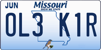 MO license plate OL3K1R