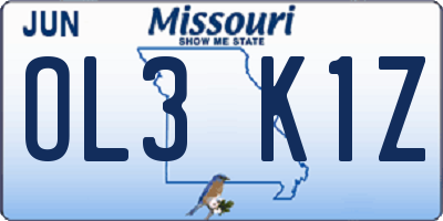MO license plate OL3K1Z