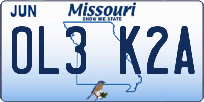 MO license plate OL3K2A