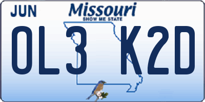 MO license plate OL3K2D