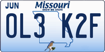 MO license plate OL3K2F