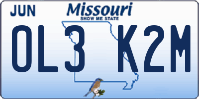 MO license plate OL3K2M