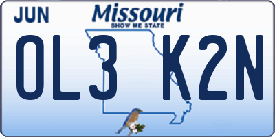 MO license plate OL3K2N