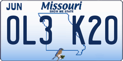 MO license plate OL3K2O