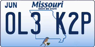 MO license plate OL3K2P
