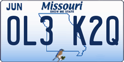 MO license plate OL3K2Q