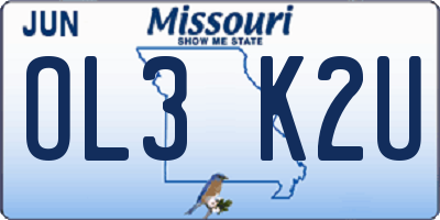 MO license plate OL3K2U