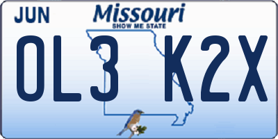 MO license plate OL3K2X