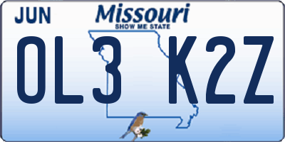 MO license plate OL3K2Z