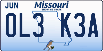 MO license plate OL3K3A