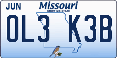 MO license plate OL3K3B