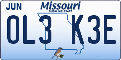 MO license plate OL3K3E