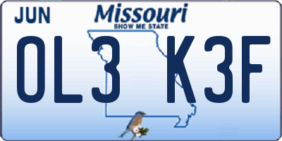 MO license plate OL3K3F
