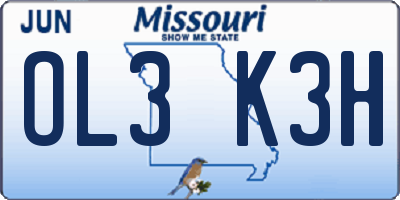 MO license plate OL3K3H