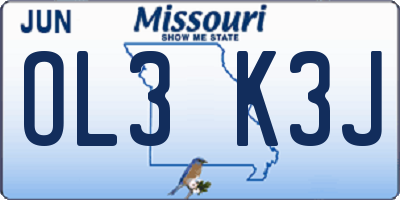 MO license plate OL3K3J