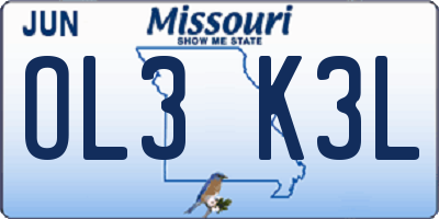 MO license plate OL3K3L