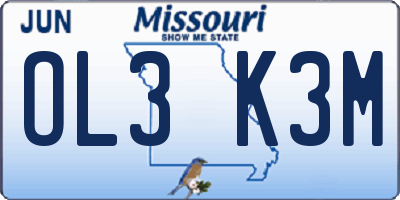 MO license plate OL3K3M