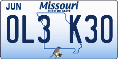 MO license plate OL3K3O
