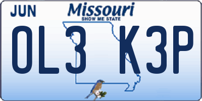 MO license plate OL3K3P