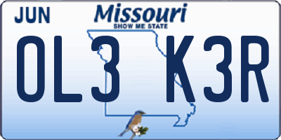 MO license plate OL3K3R