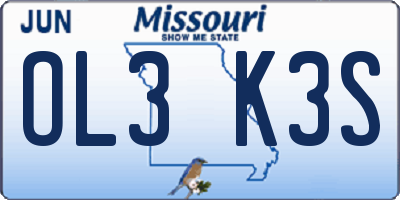 MO license plate OL3K3S