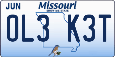 MO license plate OL3K3T
