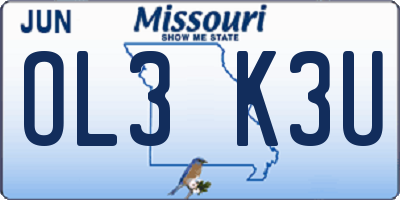 MO license plate OL3K3U