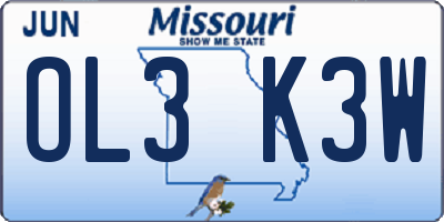 MO license plate OL3K3W