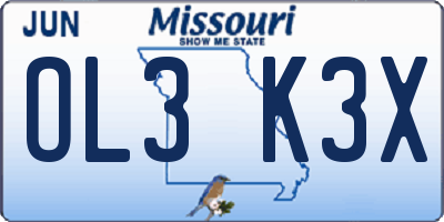 MO license plate OL3K3X