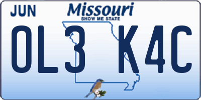 MO license plate OL3K4C