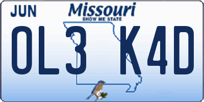 MO license plate OL3K4D