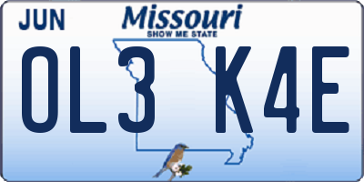 MO license plate OL3K4E