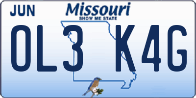 MO license plate OL3K4G
