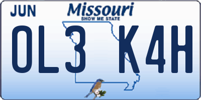 MO license plate OL3K4H