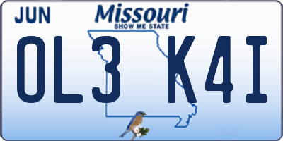 MO license plate OL3K4I