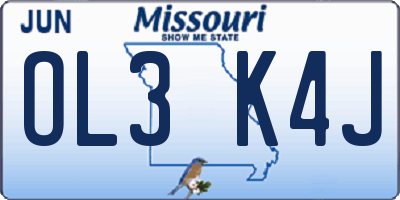 MO license plate OL3K4J