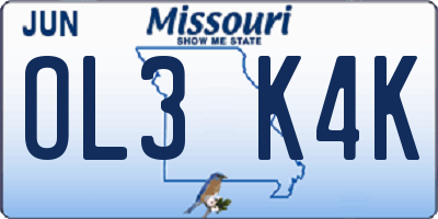 MO license plate OL3K4K