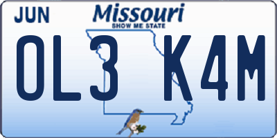 MO license plate OL3K4M