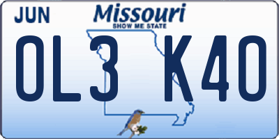 MO license plate OL3K4O