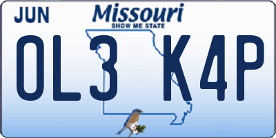 MO license plate OL3K4P