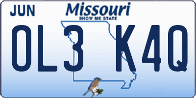 MO license plate OL3K4Q