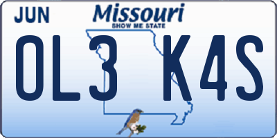 MO license plate OL3K4S