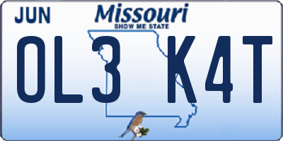 MO license plate OL3K4T
