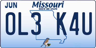 MO license plate OL3K4U