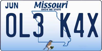 MO license plate OL3K4X